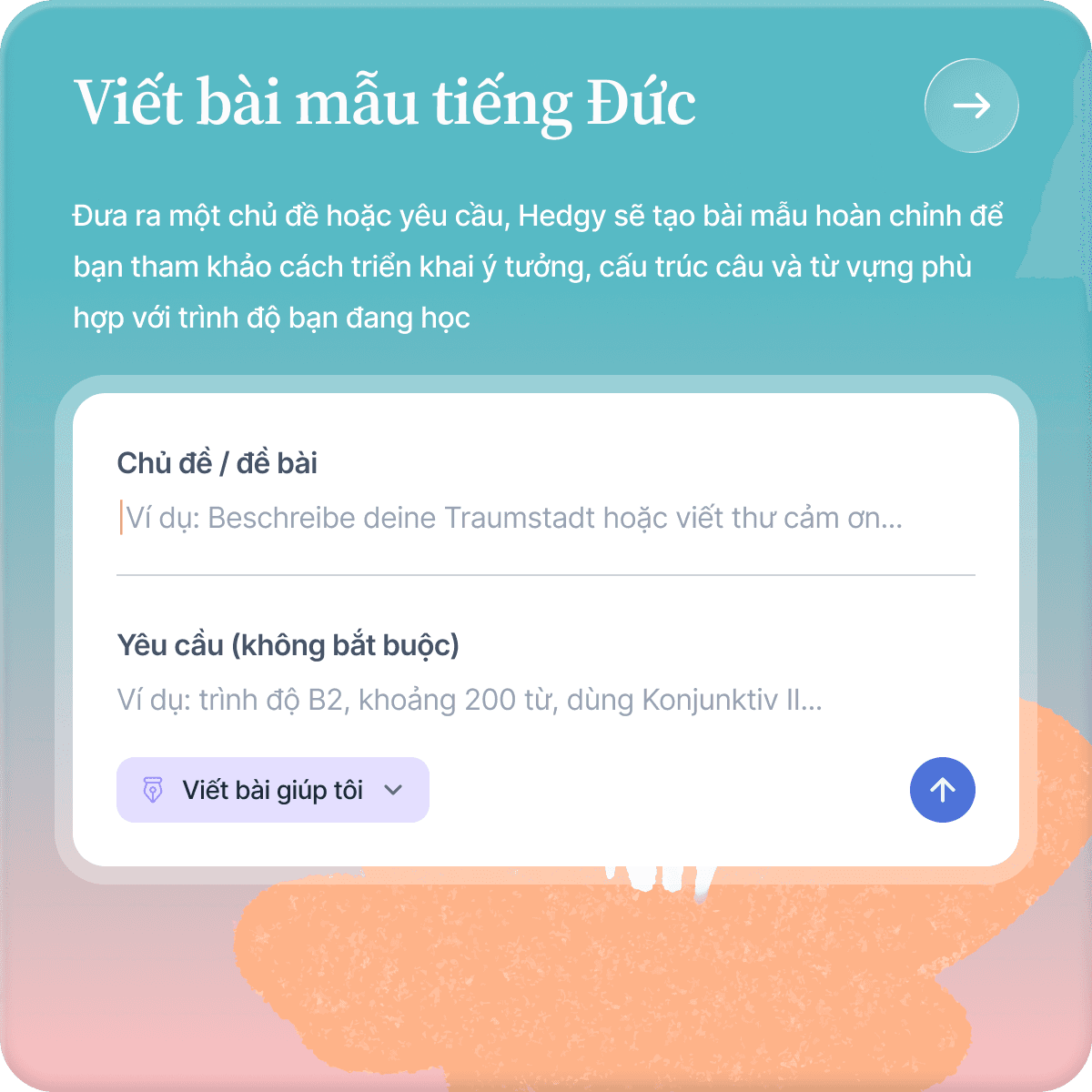 Hedgy viết bài mẫu tiếng Đức theo chủ đề và trình độ