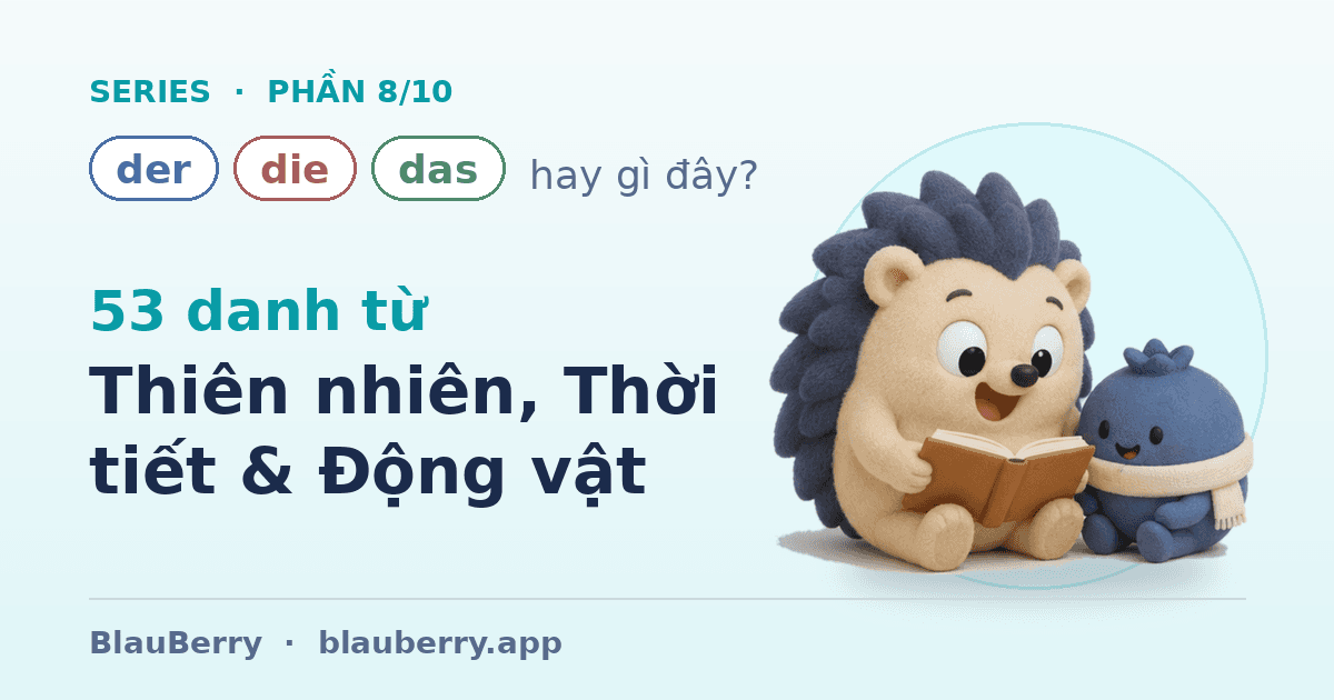 Der, die hay das? — Phần 8/10: 53 danh từ Thiên nhiên, Thời tiết & Động vật